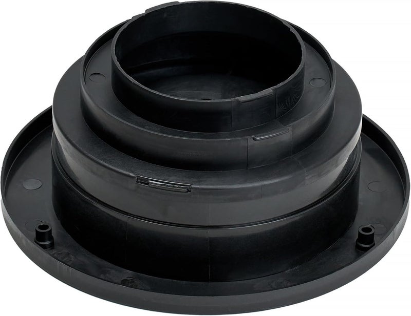 ZYKORNIUM فتحة تهوية soffit سوداء SEVBLKX 4"، 5"، 6" – توافق متعدد الأقطار للقنوات – ABS مقاوم للأشعة فوق البنفسجية – مزود بصمام عكسي مدمج – لتنفيس مروحة الحمام/المطبخ عبر soffit أو حافة السقف - Image 3